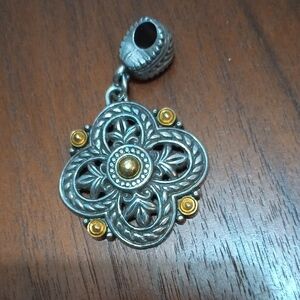 Brighton Silver and Gold Ornate Pendant Necklace